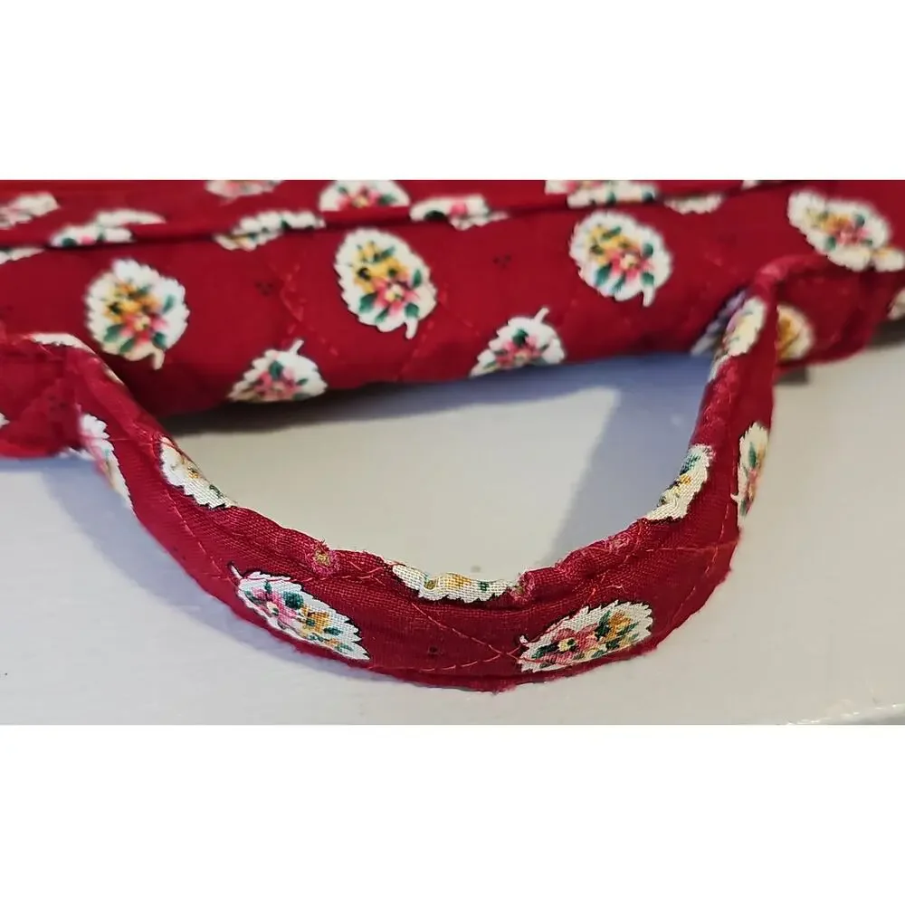 Vintage Vera Bradley Red Leaf Floral Paisley Quilted Laptop Notebook Bag Case